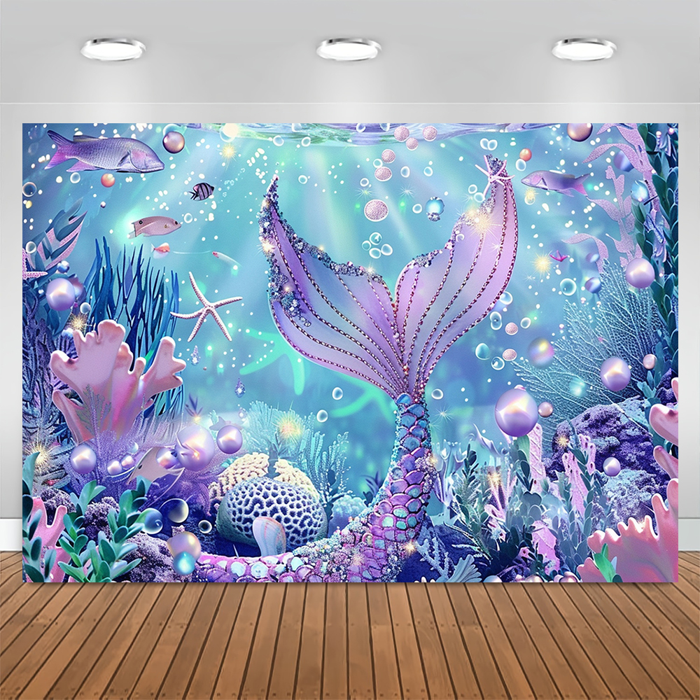 Baby Food New World - Mermaid Under The Sea Birthday Backdrop