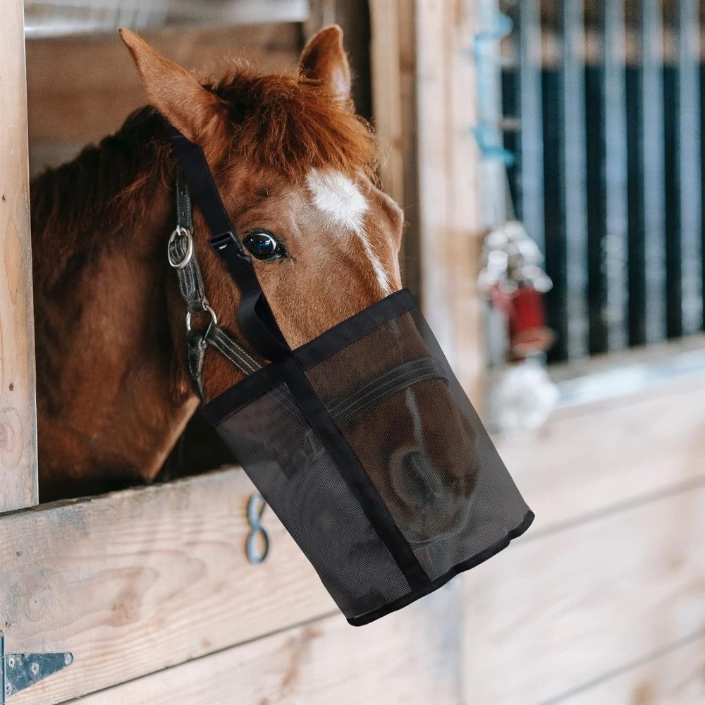 Mesh Feeder Bag - Portable Leak-Proof Horse Feeding Bag Adjustable