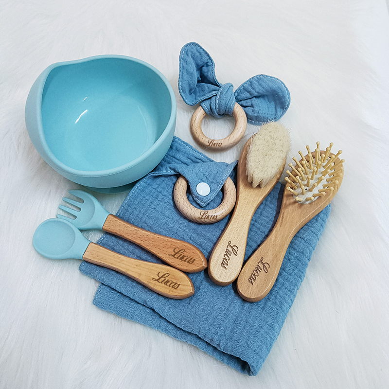 Baby Food Kit - 7PCS/Set Personalized Name Baby Silicone Sucker