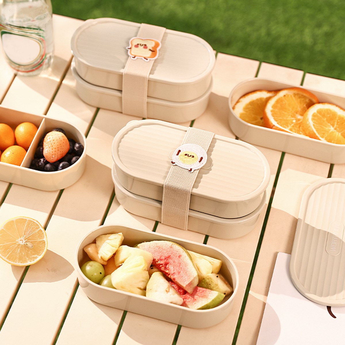 Baby Food Fruits - Oval Plastic Lunch Box Kids Students