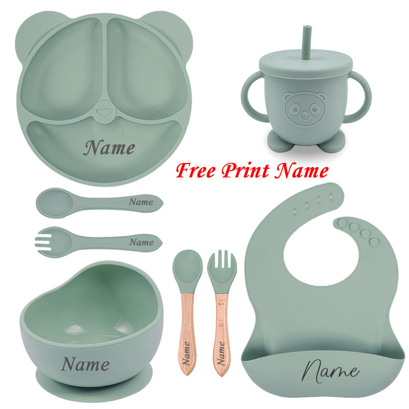 Baby Food Logo - Silicone Bear Plate For Kids 8Pcs