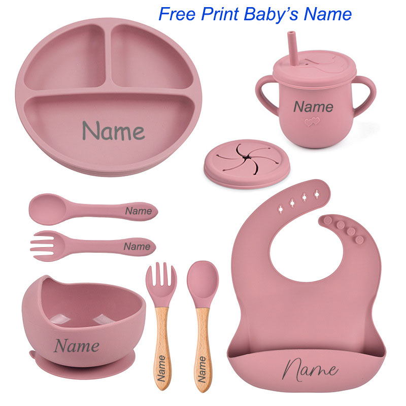 8Pcs Silicone Tableware Set Pe - Baby Food Logo avis et prix
