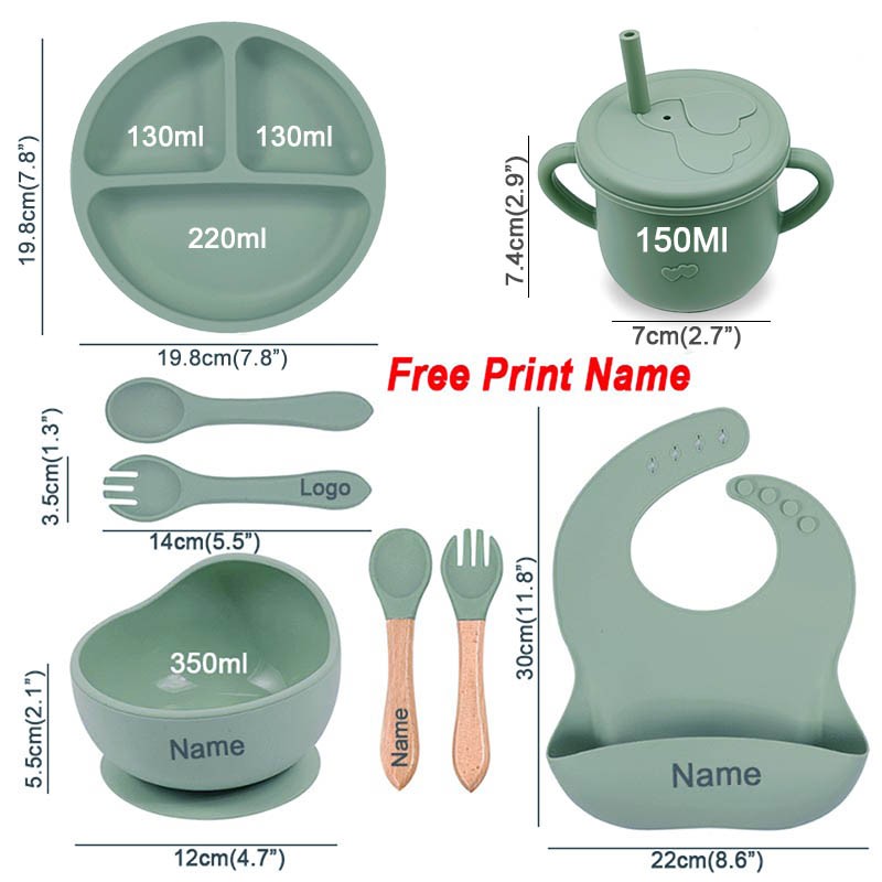 8Pcs Silicone Tableware Set Pe - Baby Food Logo avis et prix