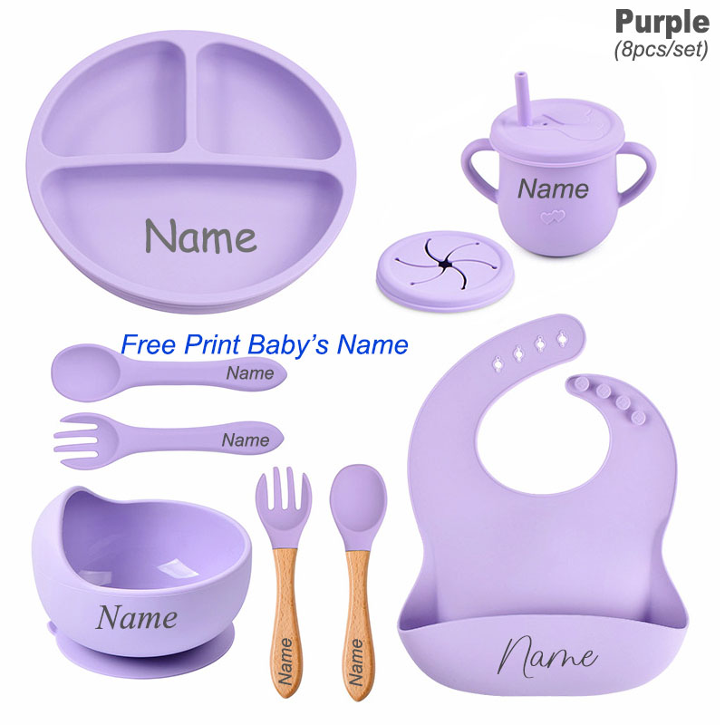 8Pcs Silicone Tableware Set Pe - Baby Food Logo avis et prix
