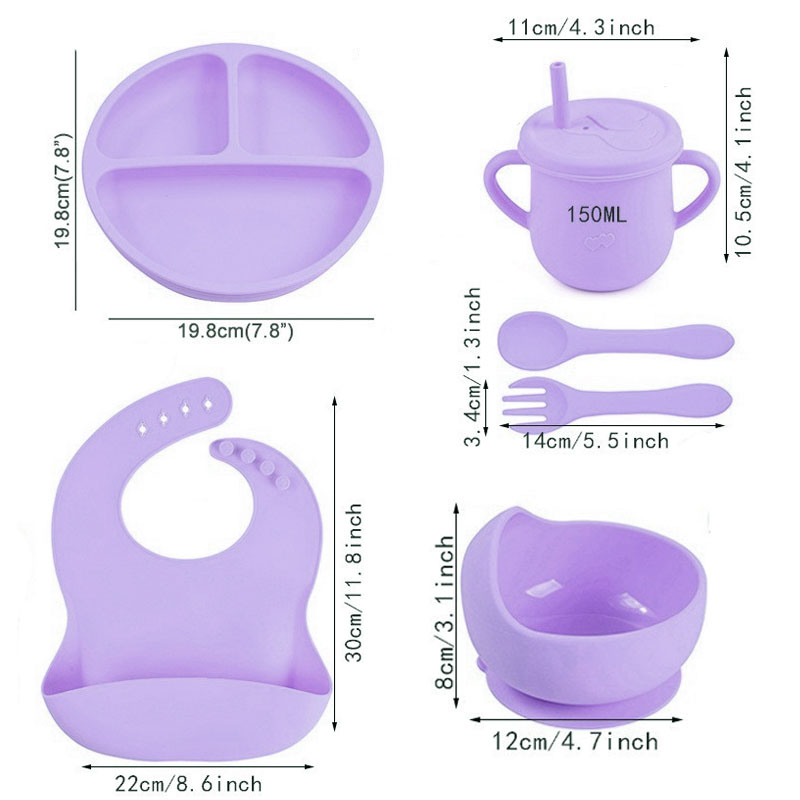 6PCS Silicone Feeding Set For  - Baby Food Logo avis et prix